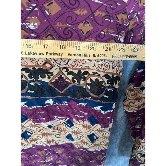 Silk Land 100% Pure Silk Multicolor Boho Long-Sleeve Womens Top Large - Picture 9 of 11